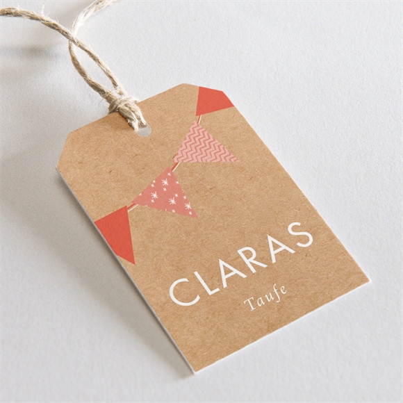 Geschenkanhänger Taufe rosa girlande