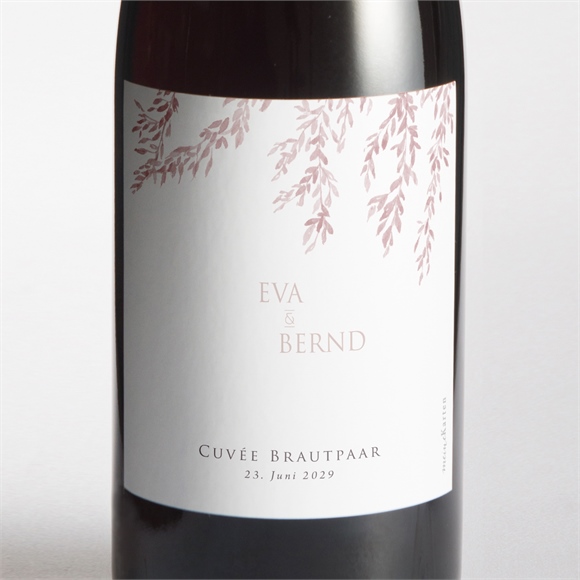 Flaschenetikett Hochzeit goldene weide