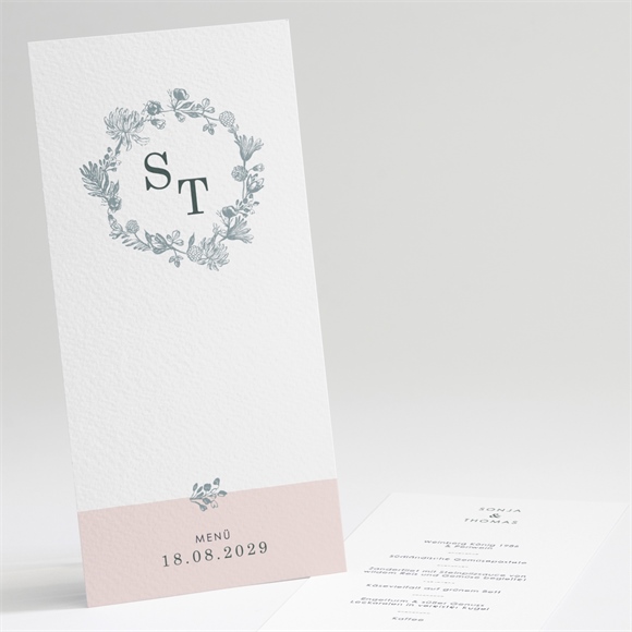 Menükarte Hochzeit Blumenkranz ref.N221116
