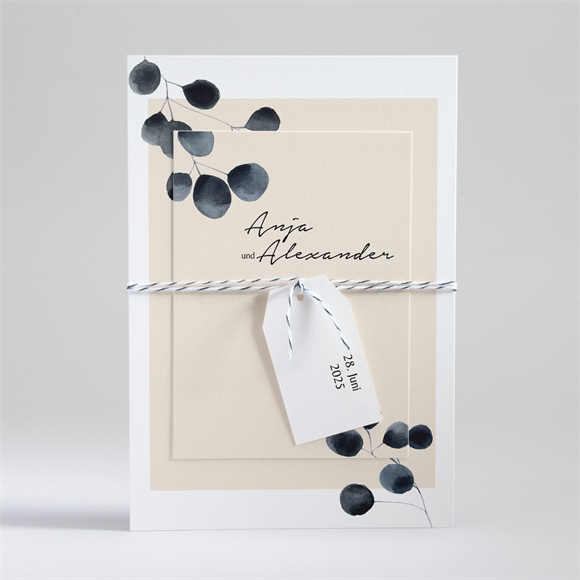 Hochzeitseinladung Aquarell in Schwarz ref.N99120