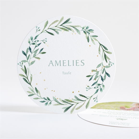 Einladung Taufe Runder Blumenkranz ref.N321152