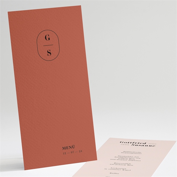 Menükarte Hochzeit terrakotta