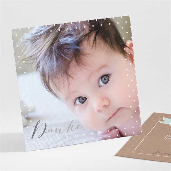 Dankeskarte Taufe Pictos rund und Kraft in Blau ref.N30127