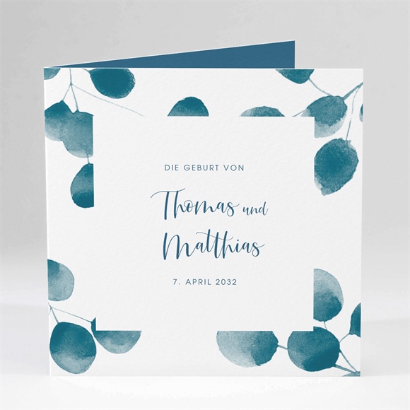 Geburtskarte Blaue Blätter ref.N451158