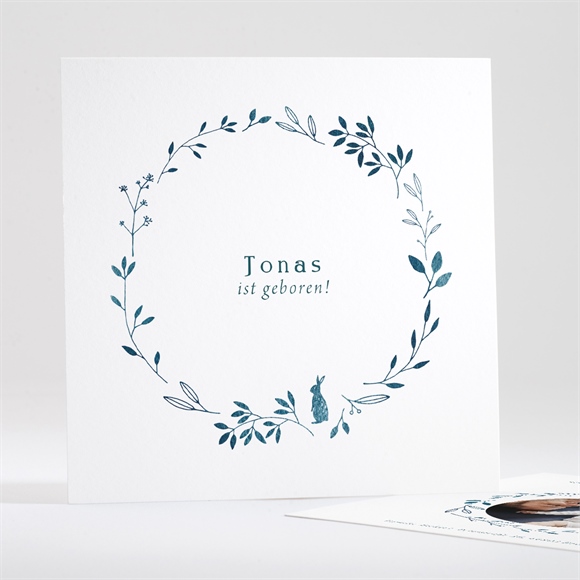 Geburtskarte Floral in Blau ref.N35176