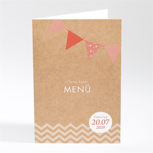 Menükarte Taufe Rosa Girlande ref.N401819