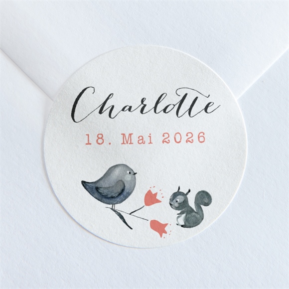 Sticker Geburt blumenkranz rosa