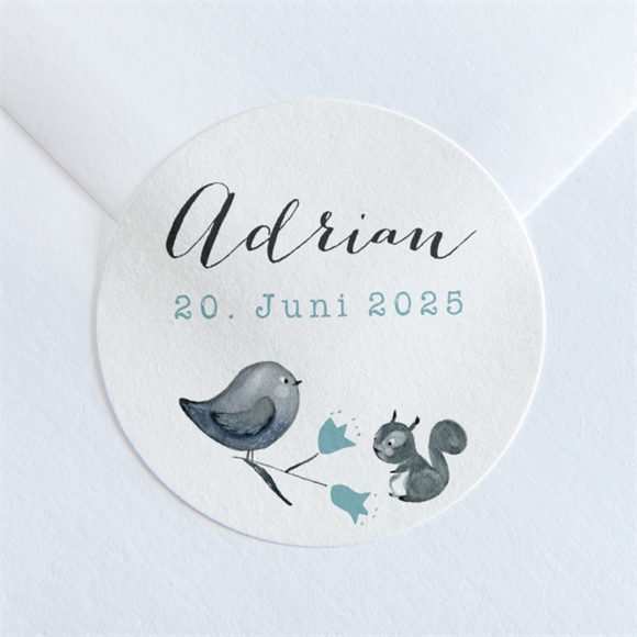 Sticker Geburt Blumenkranz Blau ref.N36069