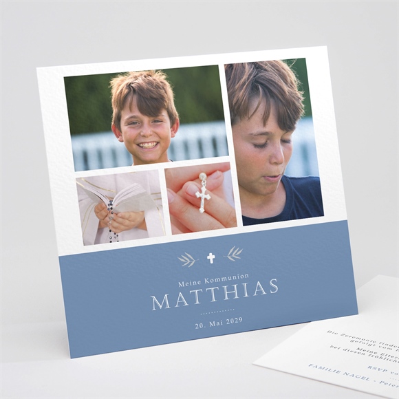 Einladung Kommunion vergiss mich nicht - blau