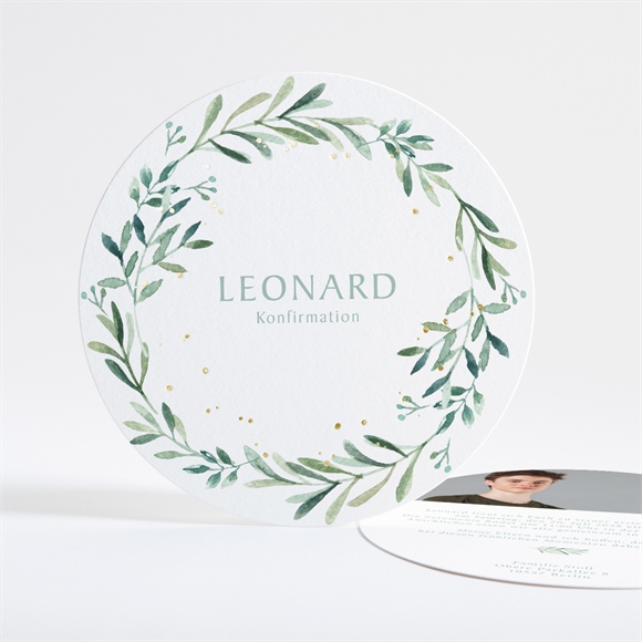 Einladung Konfirmation Vergoldeter Blumenkranz ref.N321155