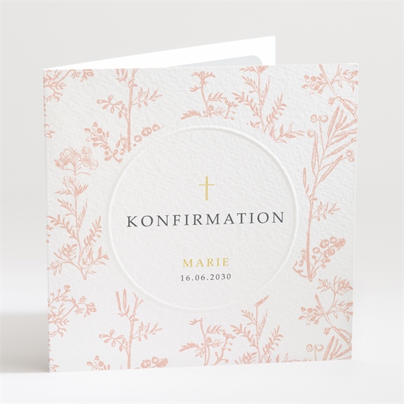 Einladung Konfirmation zarte pflanzenmalerei