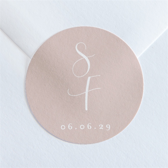 Aufkleber Hochzeit Zartrosa und Kupfer ref.N36059