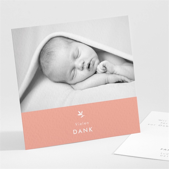 Dankeskarte Geburt Blumenkranz Prägung ref.N301172