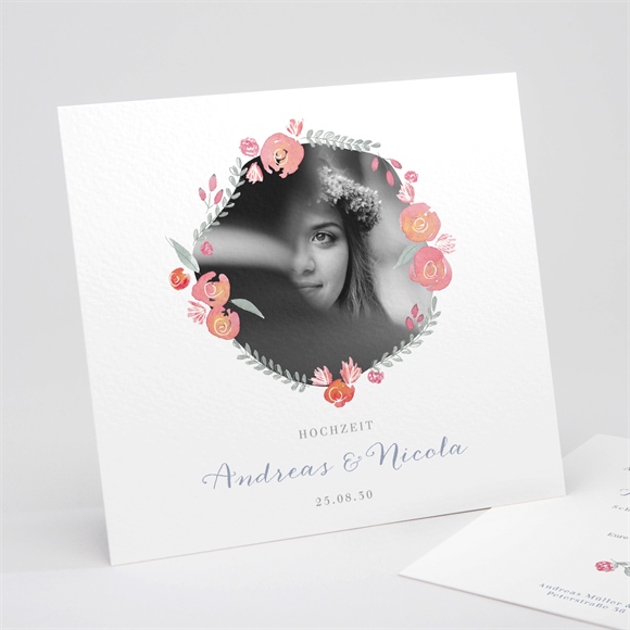 Hochzeitseinladung Blumenrahmen ref.N311265