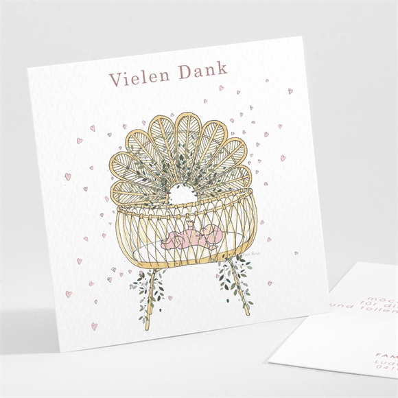 Dankeskarte Geburt Wiege Mädchen ref.N301258