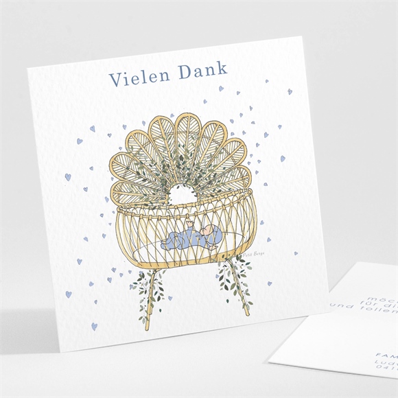 Dankeskarte Geburt Wiege Jungen ref.N301259