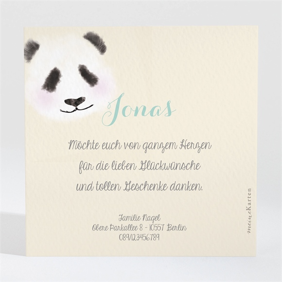 Dankeskarte Geburt Kleiner Panda ref.N300223