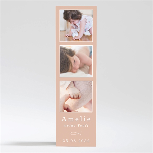 Einladung Taufe Goldgravur Rosa - Magnet ref.N200348