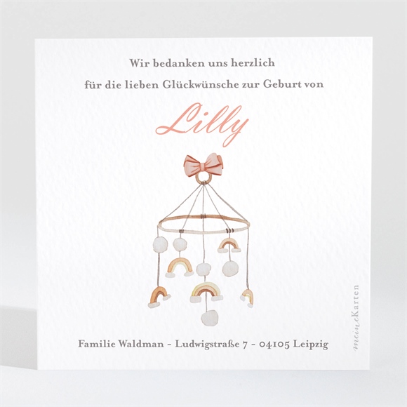 Dankeskarte Geburt zartes mobile