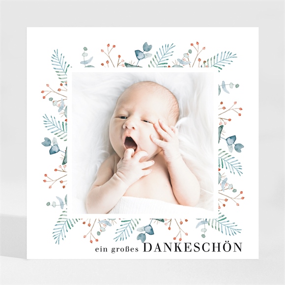 Dankeskarte Geburt Blätterrahmen ref.N3001741