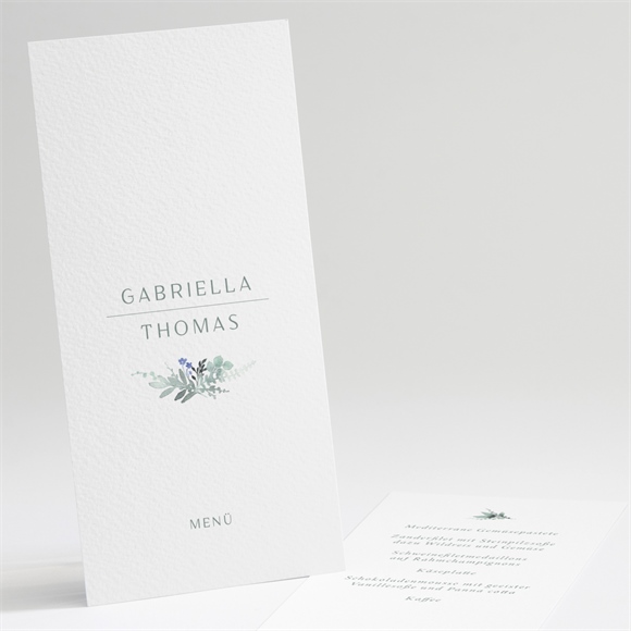 Menükarte Hochzeit aquarell poesie mit initiale