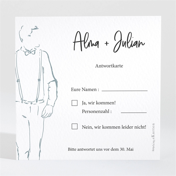 Antwortkarte Hochzeit Liebeszeichnung ref.N3001692