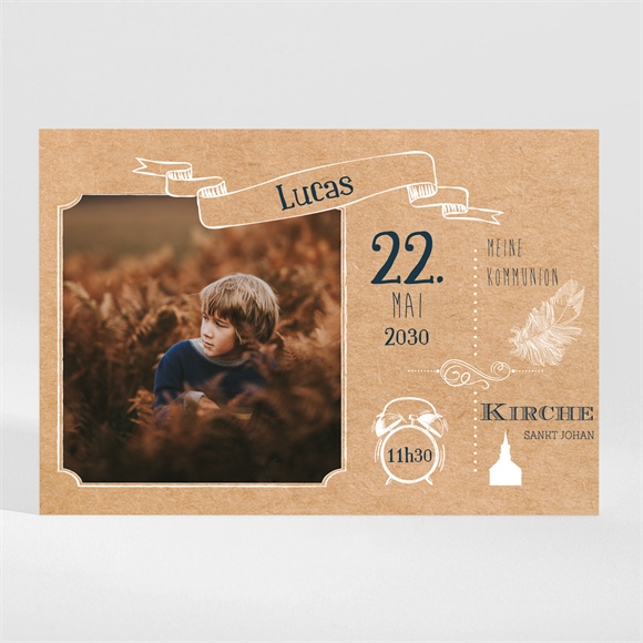 Einladung Kommunion Kraftpapierillustration-Magnet ref.N11080