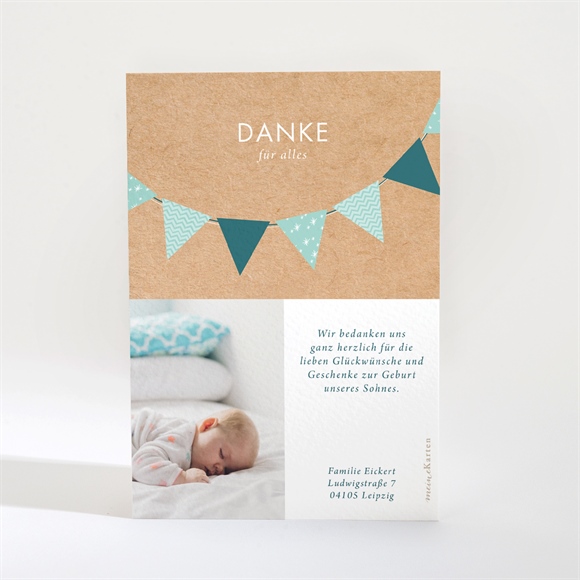 Dankeskarte Geburt Grüne Girlande ref.N21018