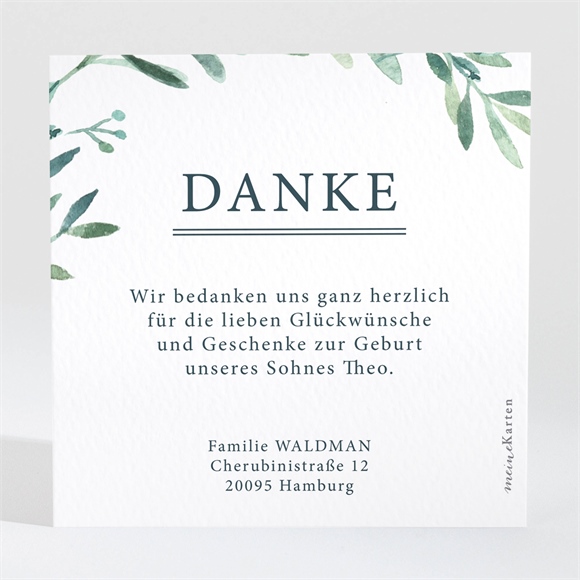 Dankeskarte Geburt Aquarell mit Foto ref.N3001598