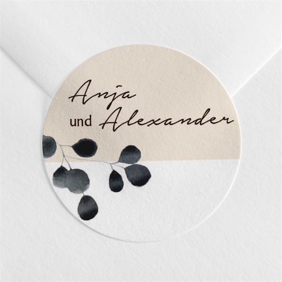 Aufkleber Hochzeit Aquarell in Schwarz ref.N360662