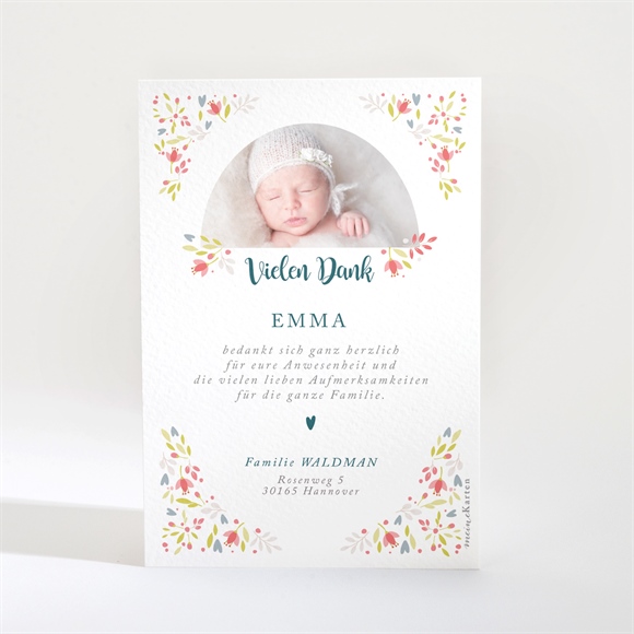 Dankeskarte Geburt Wildblumenwiese ref.N21019
