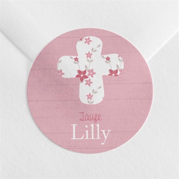 Aufkleber Taufe Rosa Schleife ref.N360770