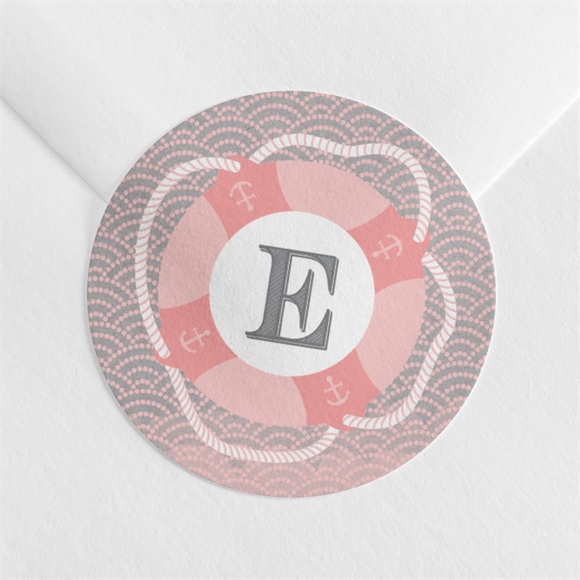 Aufkleber Taufe Matrose in Rosa ref.N360773