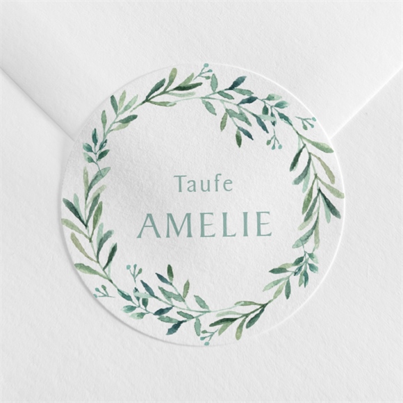 Aufkleber Taufe runder blumenkranz