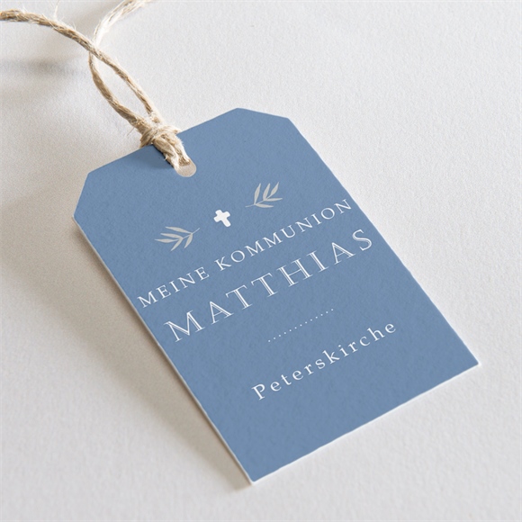 Geschenkanhänger Kommunion Vergiss mich nicht - blau ref.N291234