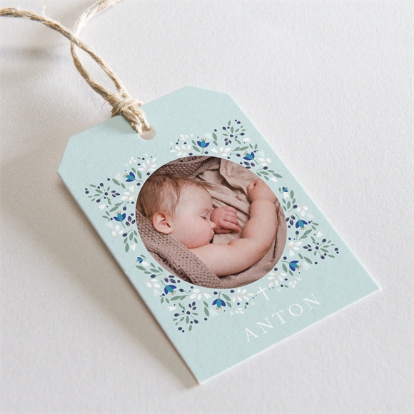 Geschenkanhänger Taufe Zarte blaue Blumen ref.N291209