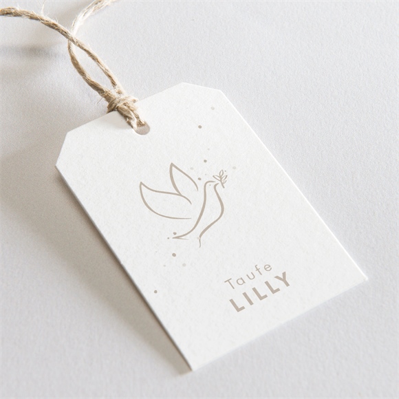 Geschenkanhänger Taufe taube flieg