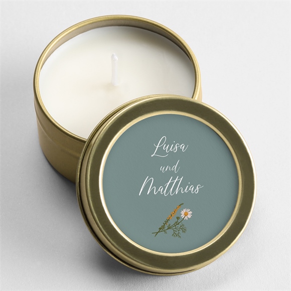 Kerze Hochzeit gravur mit ländlichem motiv