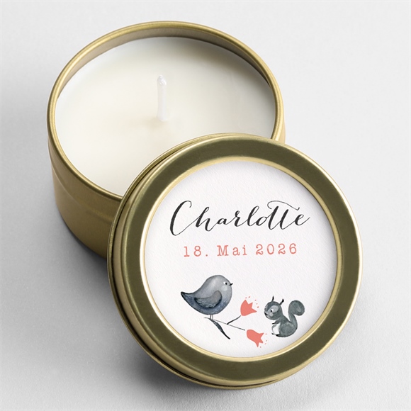 Kerze Geburt Blumenkranz Rosa ref.N360867