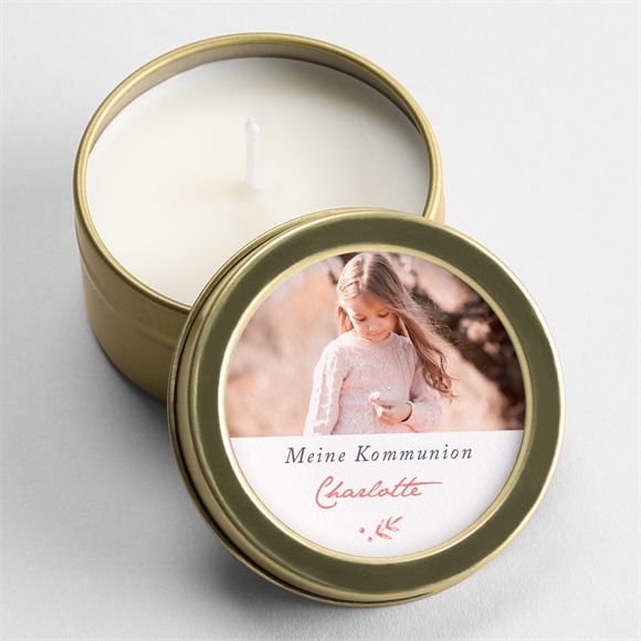 Kerze Kommunion kupferblätterranke