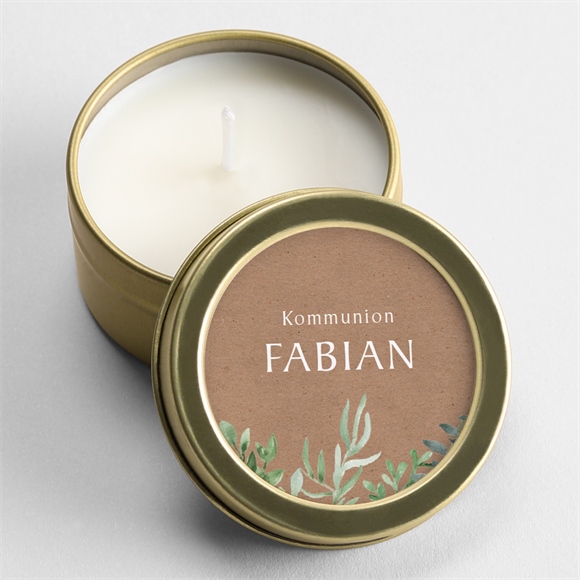 Kerze Kommunion Pflanzenillustration ref.N360468