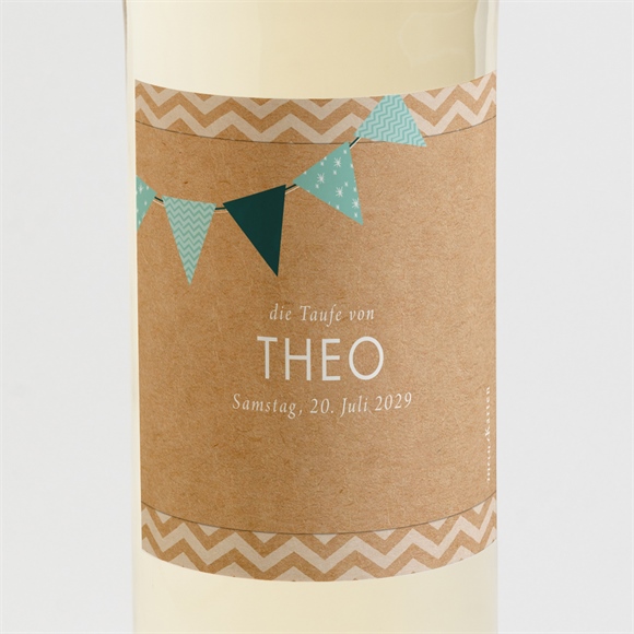 Flaschenetikett Taufe Blaue Girlande ref.N3001568