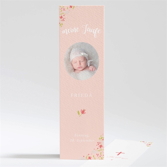 Andenken Taufe Zarte rosa Blumen ref.N201269