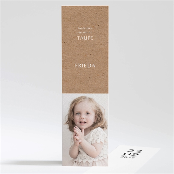 Andenken Taufe kraftpapier und pflanzenmotiv