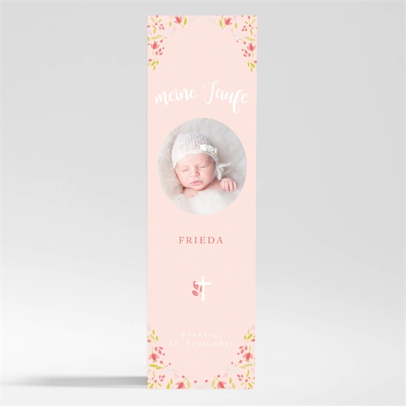 Andenken Taufe zarte rosa blumen - magnet