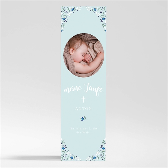 Andenken Taufe Zarte blaue Blumen - Magnet ref.N200408