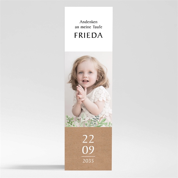 Andenken Taufe Kraftpapier u. Pflanzenmotiv 2 ref.N200433