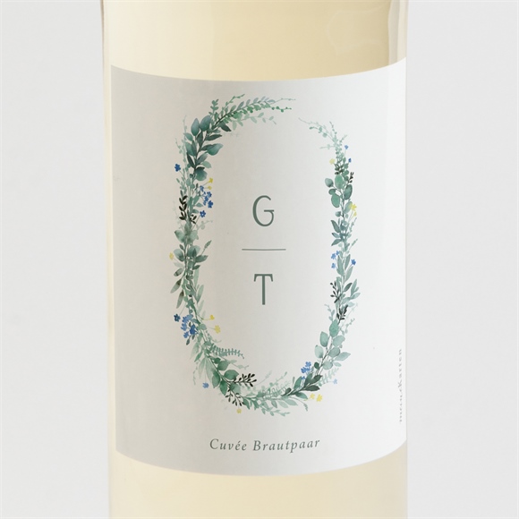 Flaschenetikett Hochzeit Aquarell Poesie mit Initiale ref.N3001863