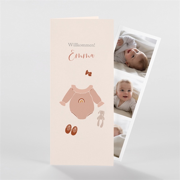 Geburtskarte Rosa Kleidchen - Fotostreifen ref.N98104
