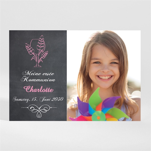 Einladung Kommunion Weizenähren rosa - Magnet ref.N11098